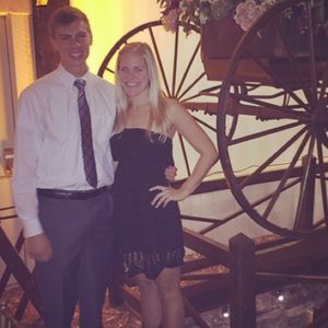 Black strapless crochet detail dress